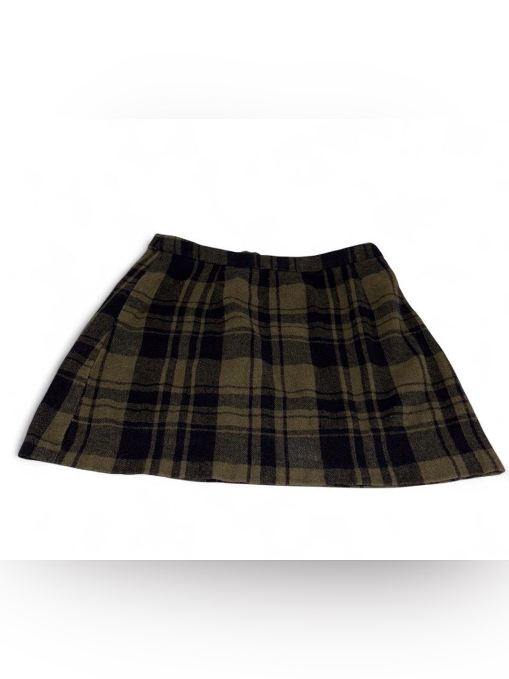 Love by design Plaid A-Line Mini Skirt in Olive and Black size L